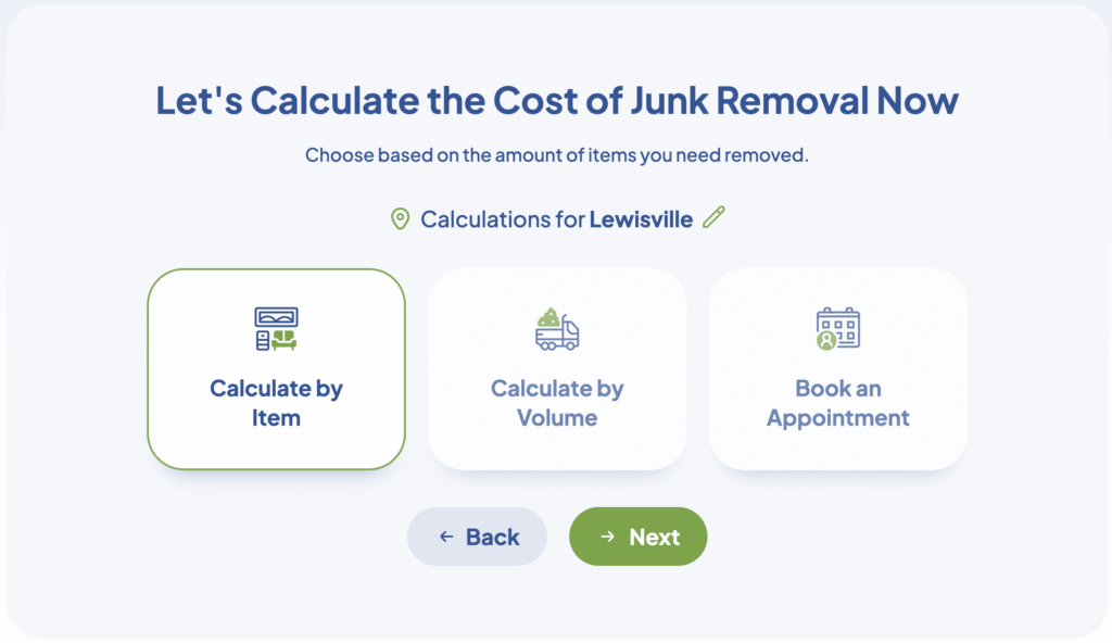 Junk removal pricing calculator