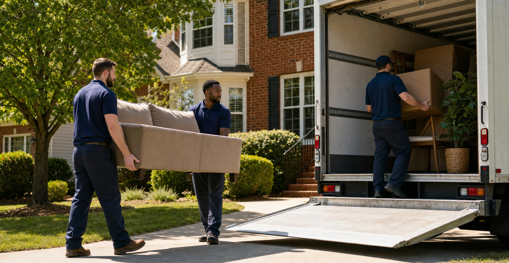 Junk Raider crew loading furniture into truck during a Charlotte cleanout