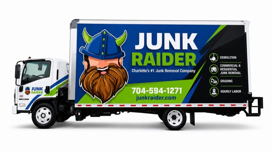 Junk Raider branded box truck