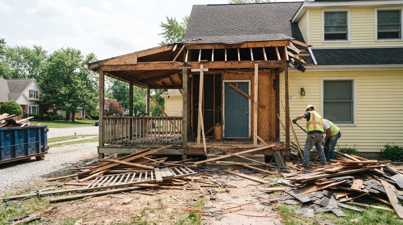 Junk Raider porch demolition in Charlotte