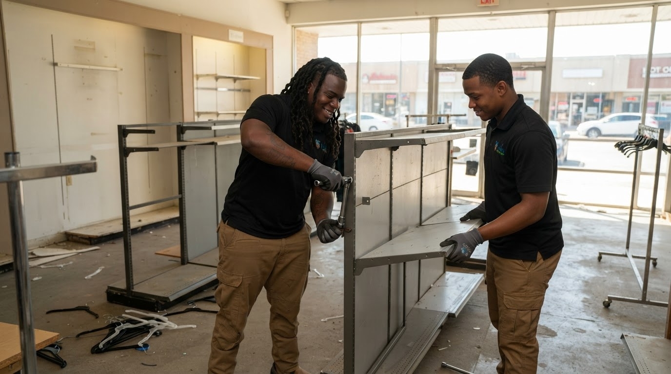 Junk Raider crew handling retail cleanouts in Charlotte, NC
