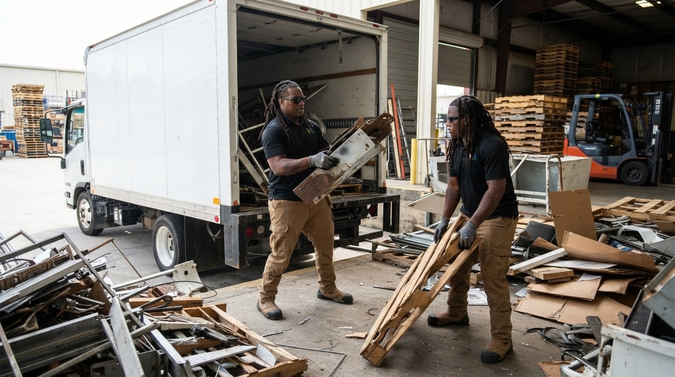 Junk Raider crew handling warehouse cleanouts in Charlotte, NC